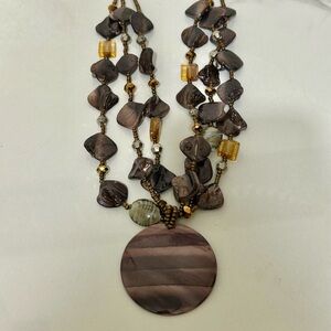Amethyst Purple Gold‎ Chunky Statement Stone Necklace